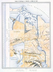 Kart over Suez-kanalen, ca. 1870